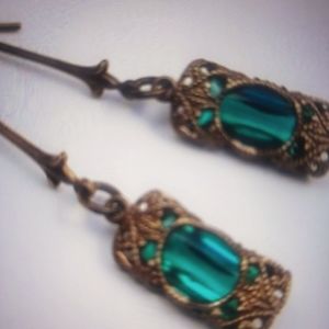 New Chic Women 925 Silver Emerald Gems Dangle Hook